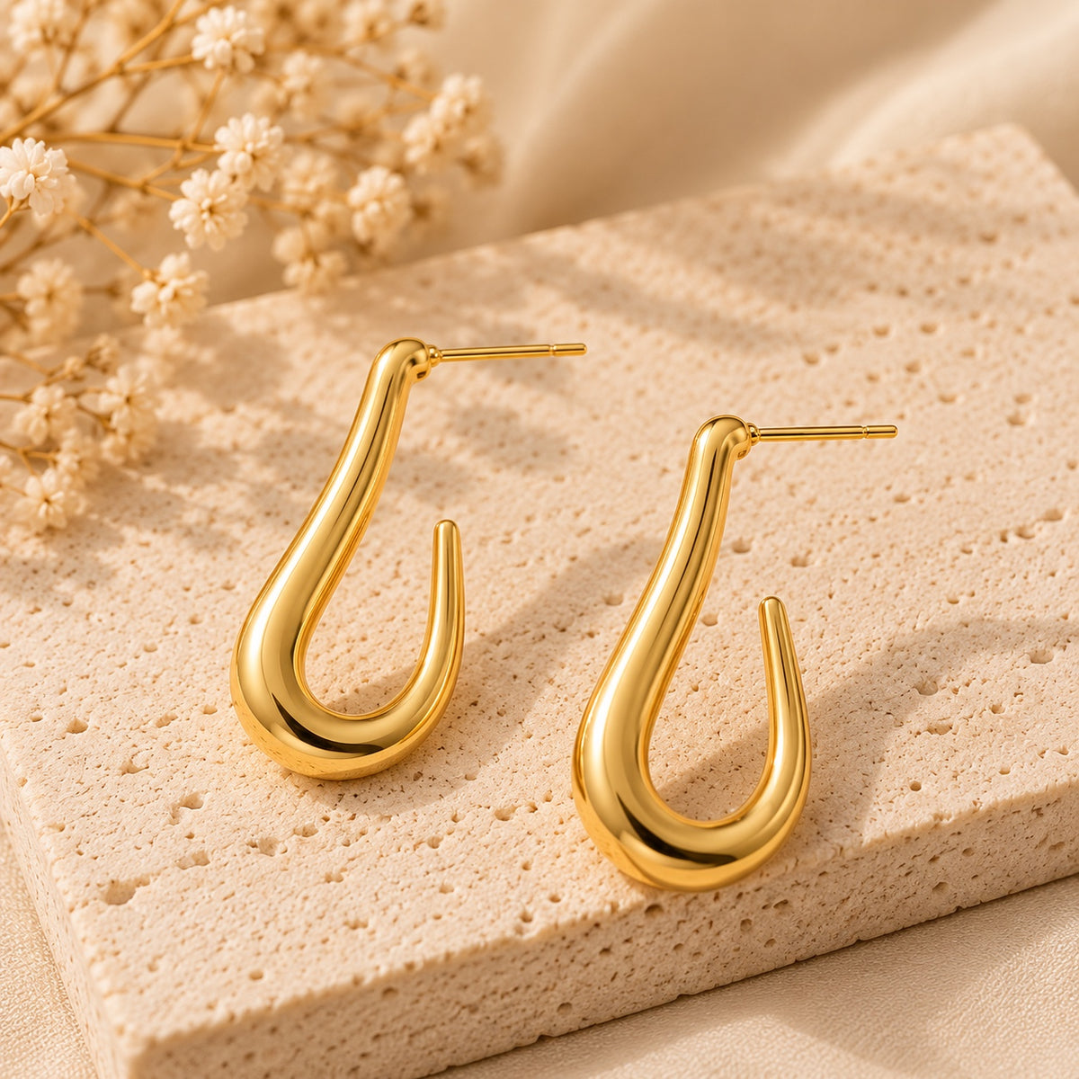 Pendientes Gota Dorados de acero inoxidable