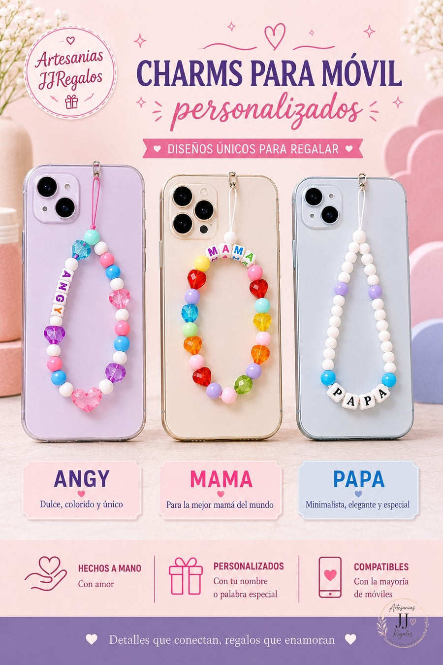 Charm personalizado con nombre | Para móvil, bolso o llaves