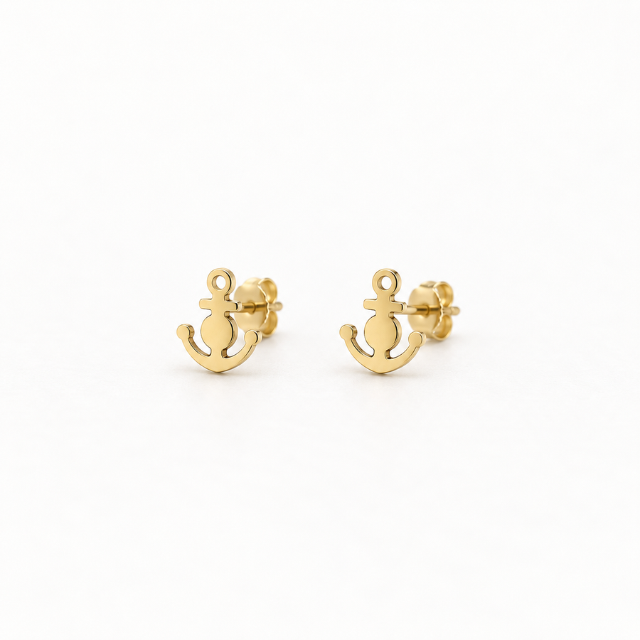 Pendientes Ancla Dorados Minimalistas