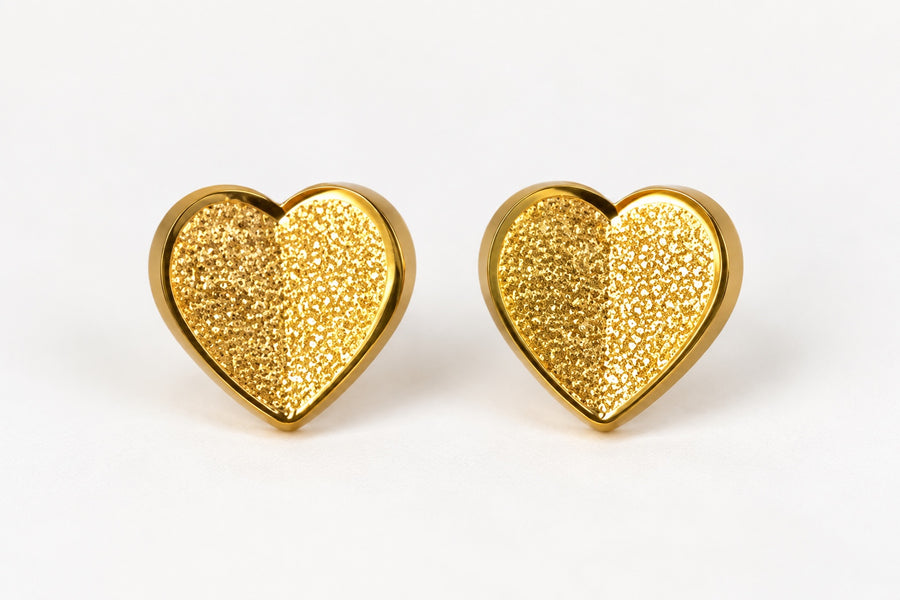Pendientes de Corazón Dorados Texturizados