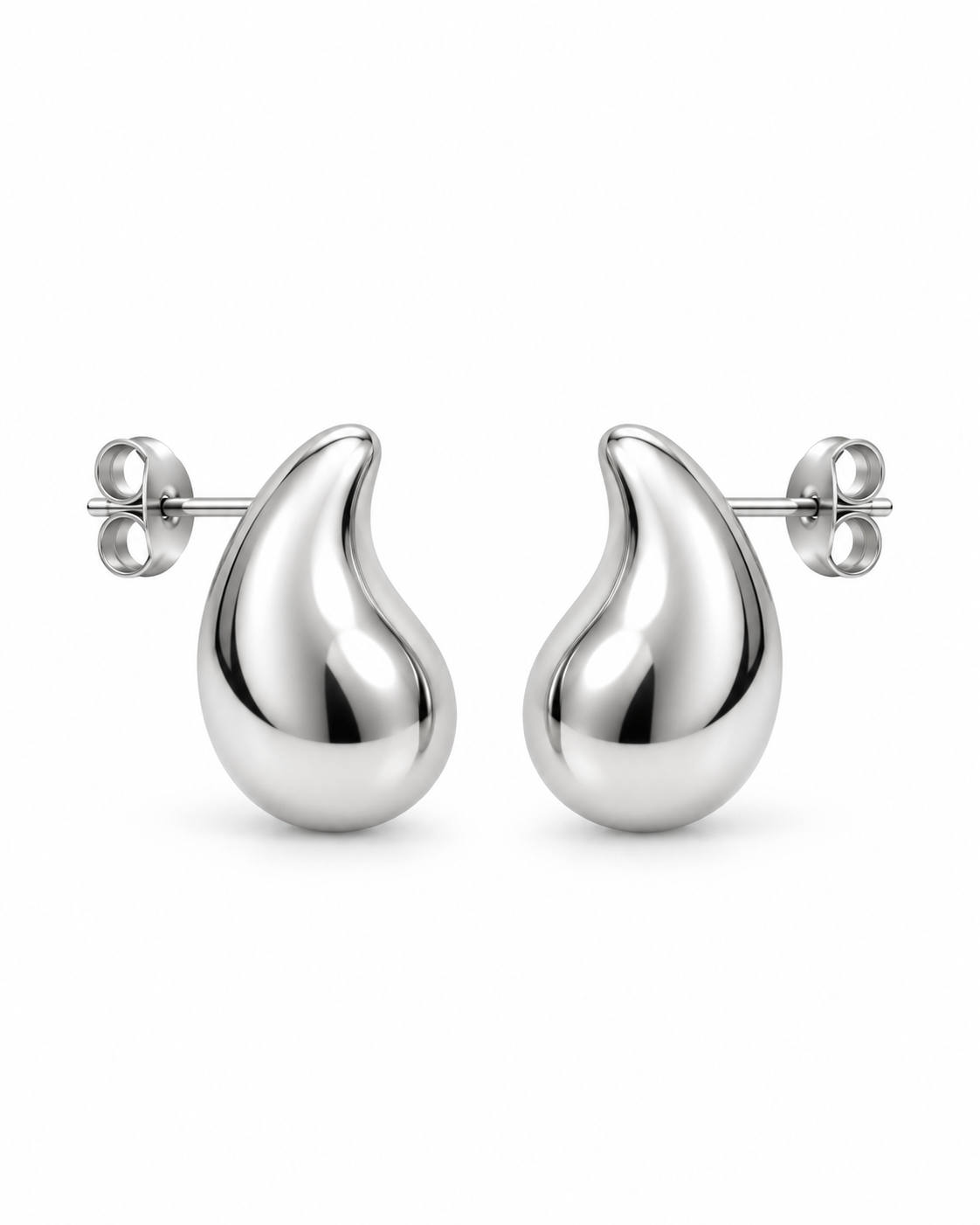 Par de pendientes gota color plata
