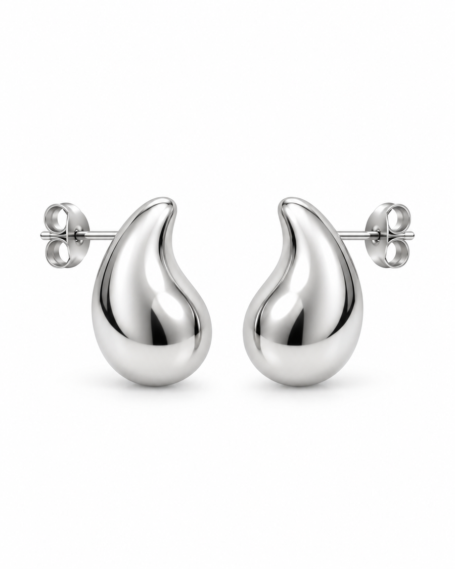 Pendientes gota de acero - dorado o plata