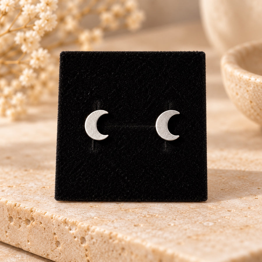 Pendientes Luna Plateados