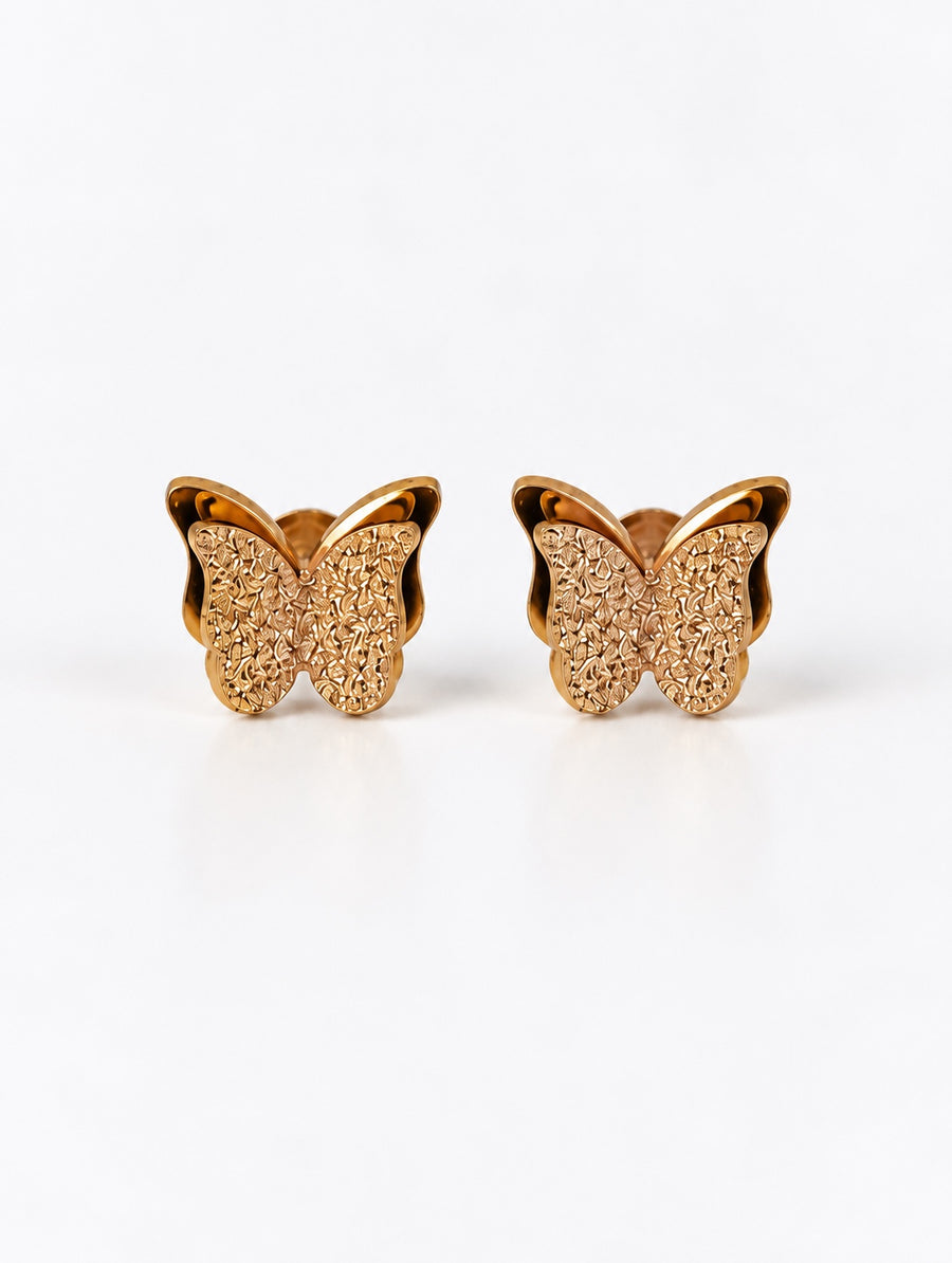 Pendientes de Mariposa Dorados Texturizados