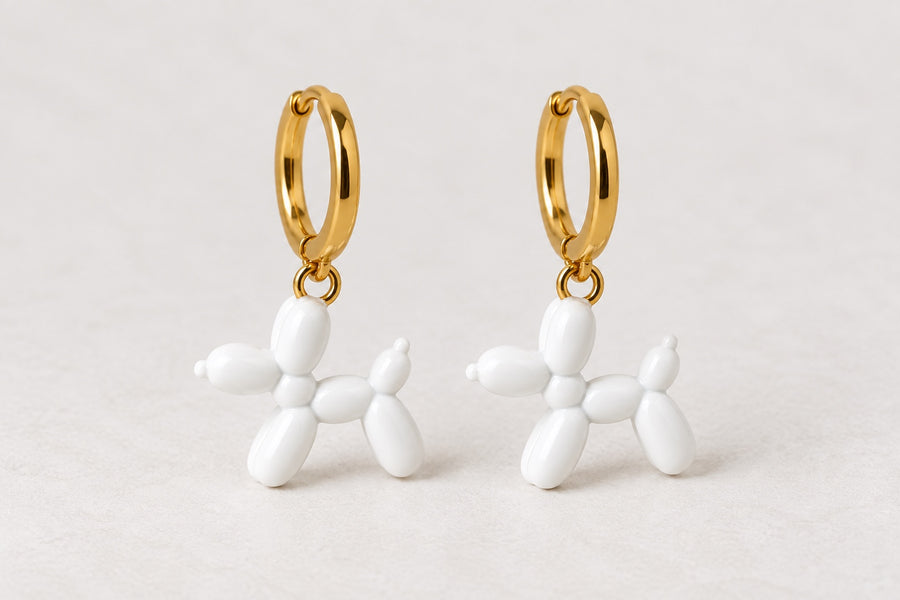 Pendientes Perrito Globo Blanco