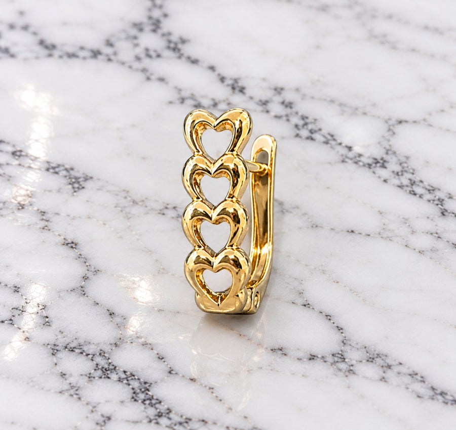 Pendientes de Aro Dorados con Corazones Calados