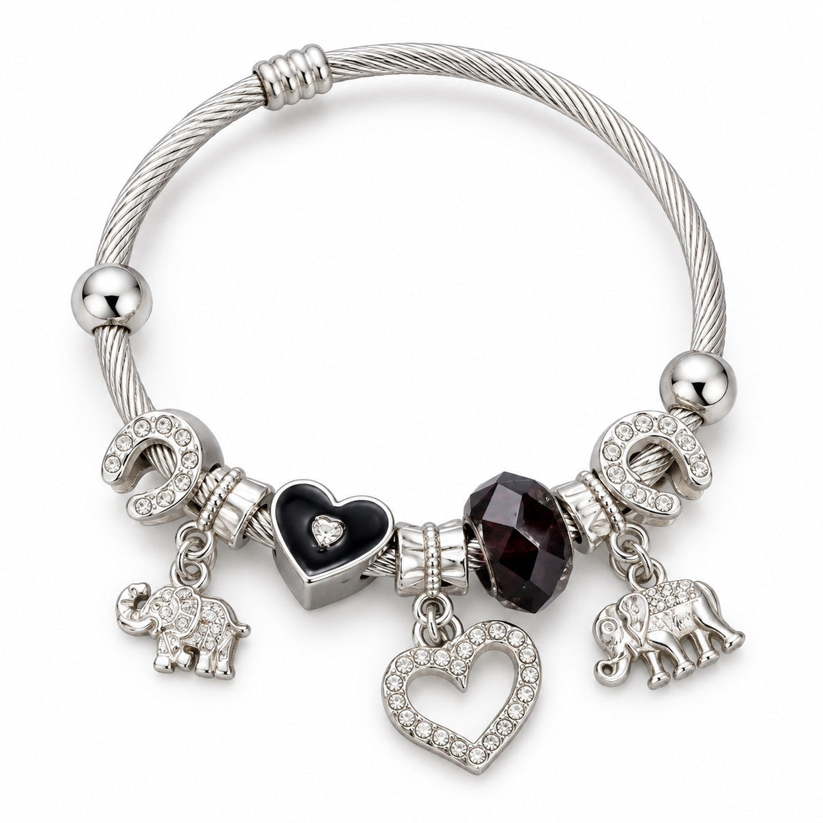 Pulsera negra de acero vista frontal