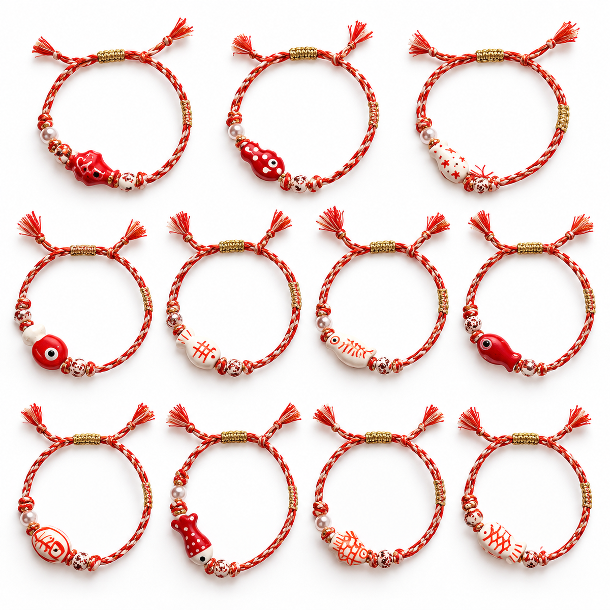Colección de 11 modelos de pulseras artesanales de pez